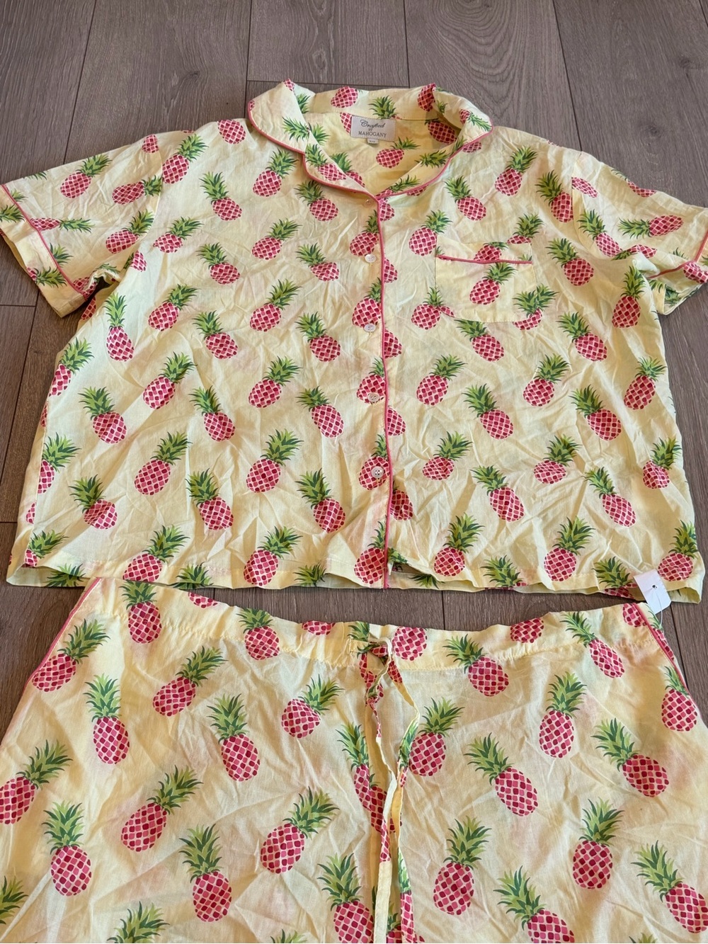 Pineapple-Print Short Pajama Set - Yellow & Pink - Picture 4 of 8